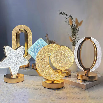 Radiant Crystal Shape Lamp – Star, Moon & Geometric LED Touch Light